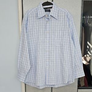 Men's Classic Light Blue Checkered Dress Shirt, Boggi Milano, Size 16
